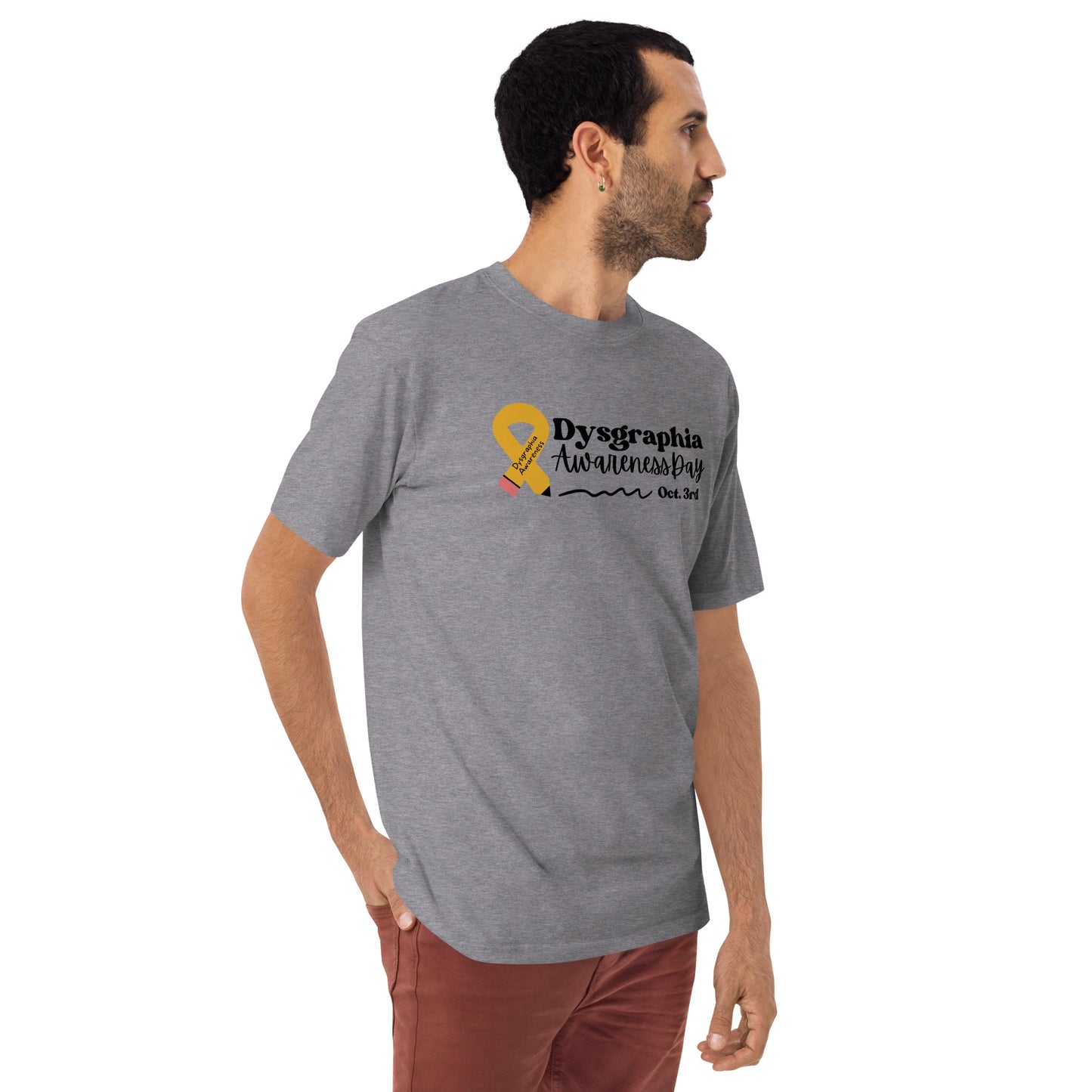 Men’s Dysgraphia Awareness Day premium heavyweight tee