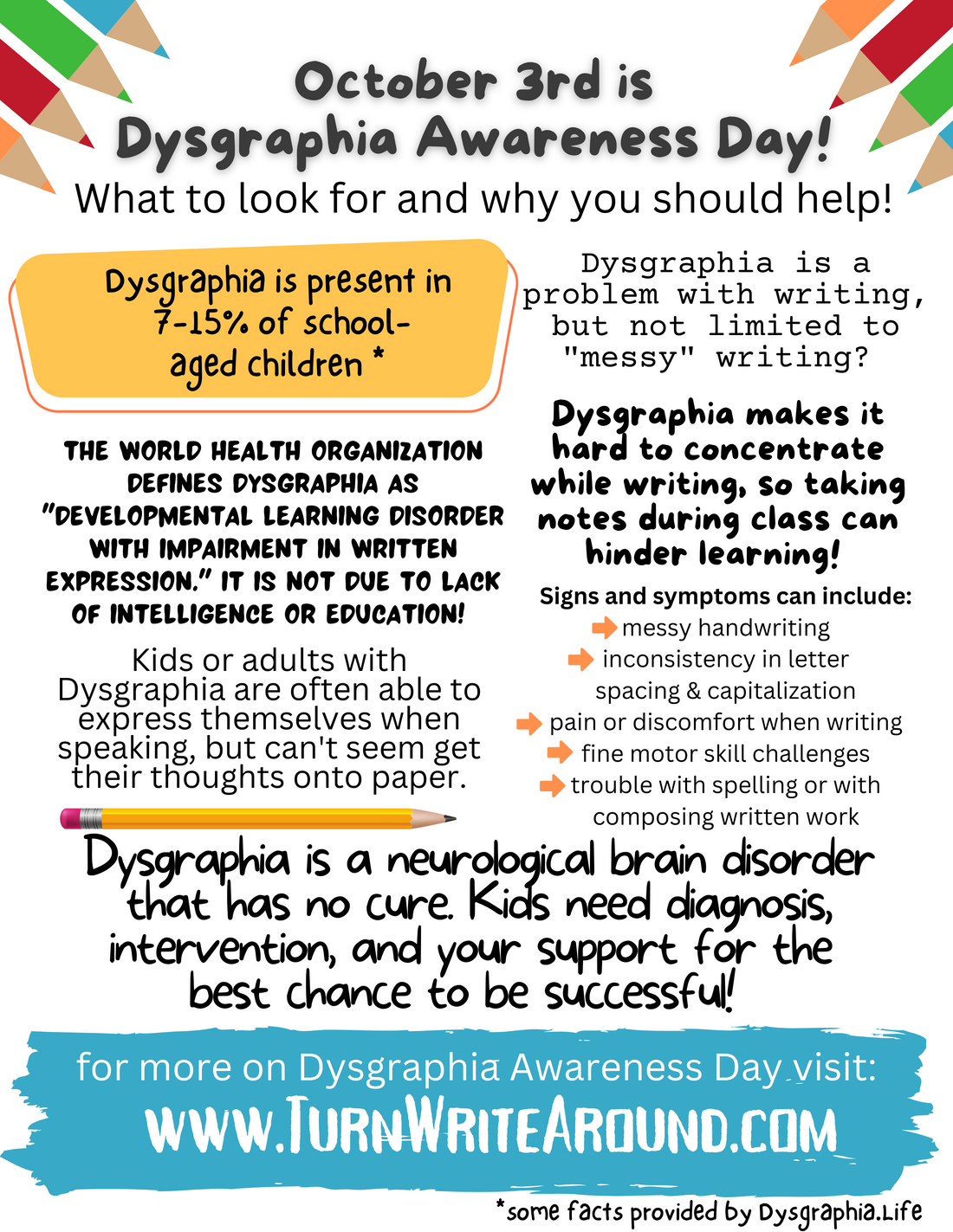 Recognizing Dysgraphia Awareness Day Oct 3rd and Dysgraphia Awareness Month