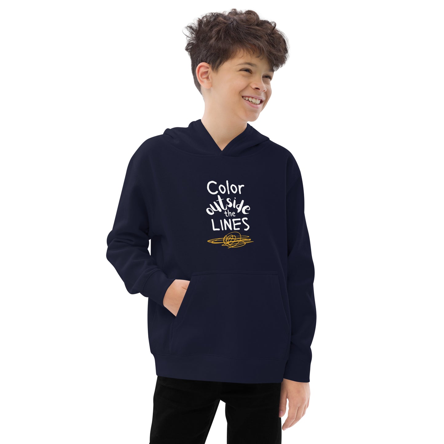 Color Outside the Lines Kids fleece hoodie in Black