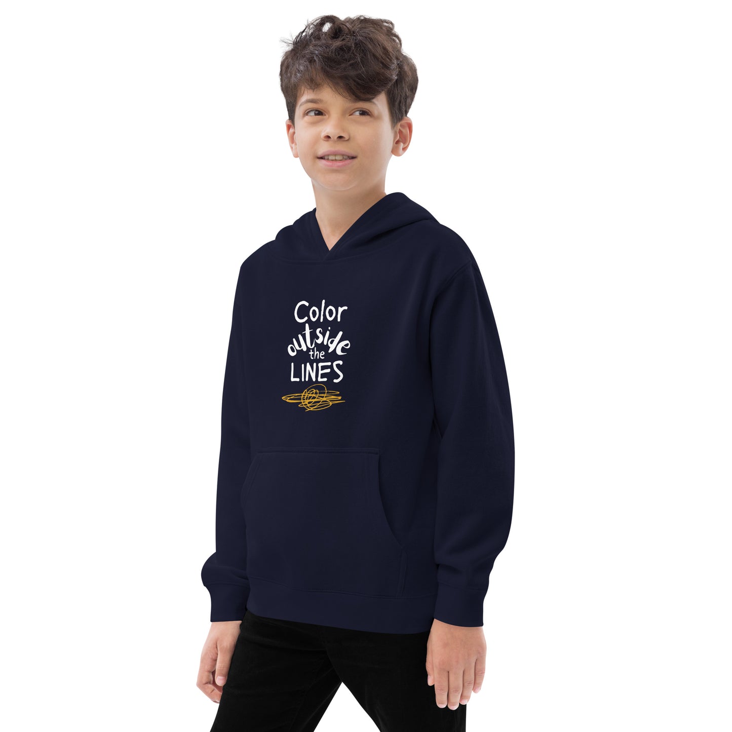 Color Outside the Lines Kids fleece hoodie in Black