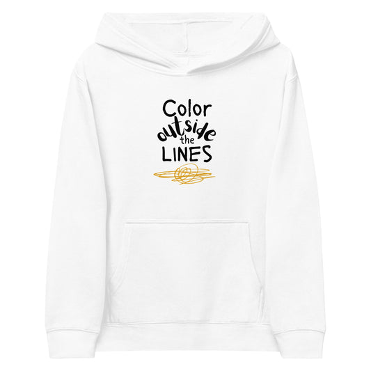Color Outside the Lines Kids fleece hoodie in white